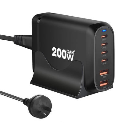 200W USB Type C Charger, 6 Ports Fast Charging Station, GaN III PD QC Desktop Charger