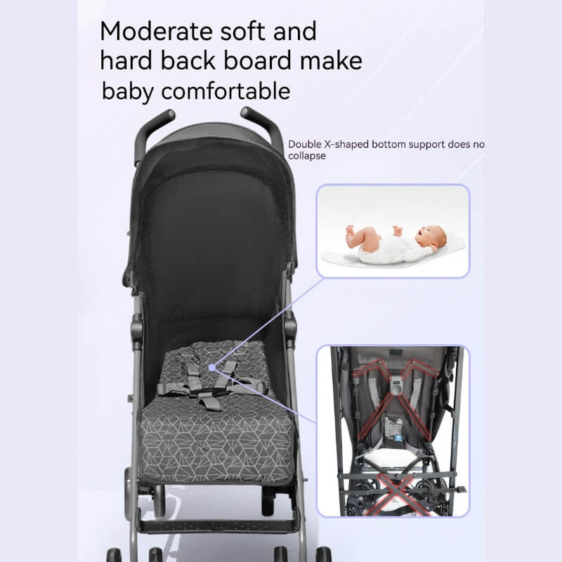 Comfortable & Portable Baby Umbrella Stroller with a Rain Cover-Black