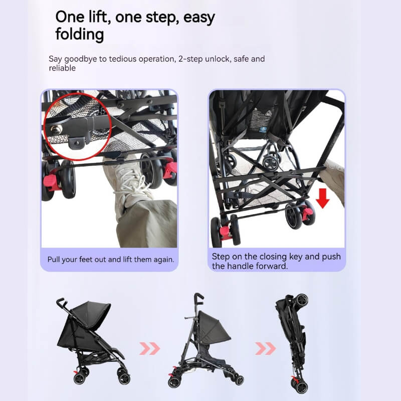 Comfortable & Portable Baby Umbrella Stroller with a Rain Cover-Black