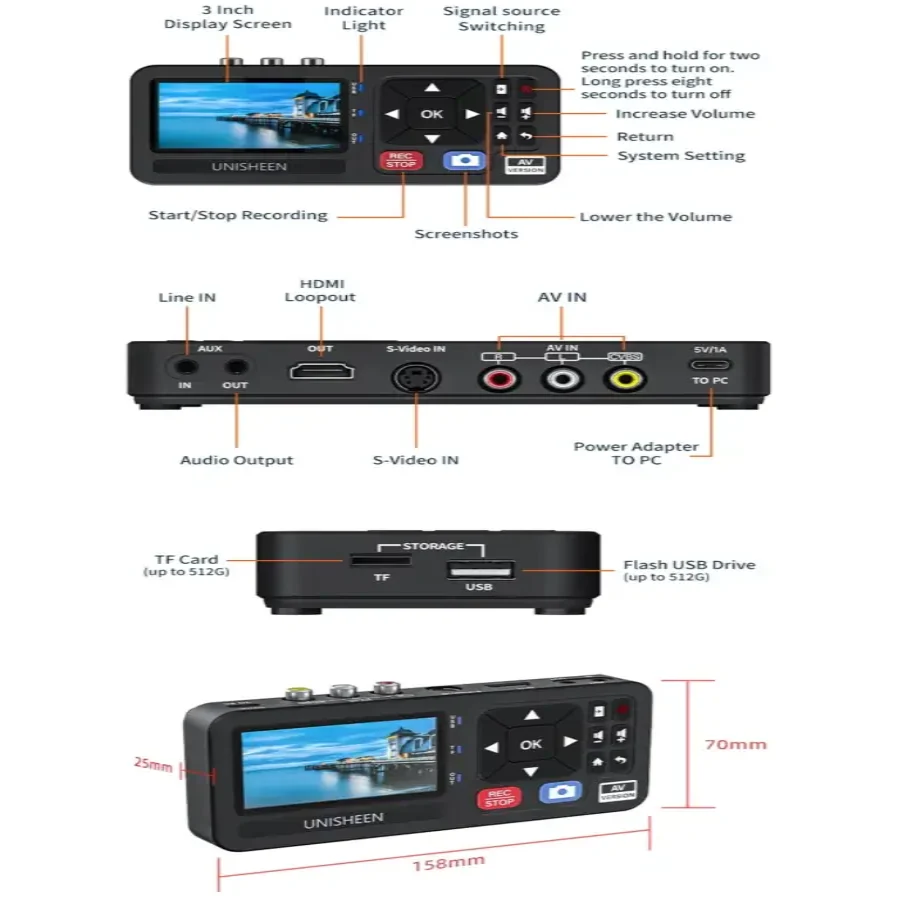 1080p VHS to Digital Converter & MP3 Recorder