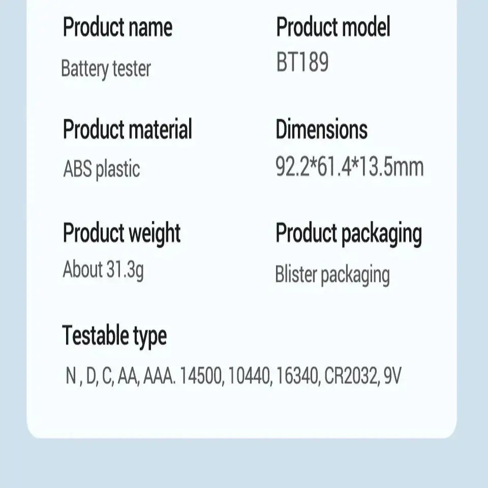 Universal Battery Tester for AA/AAA/C/D/9V/1.5V/3V (2 colours available)