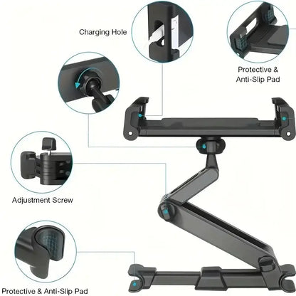 Universal Car Headrest Tablet & Phone Holder Mount (Black & Red)