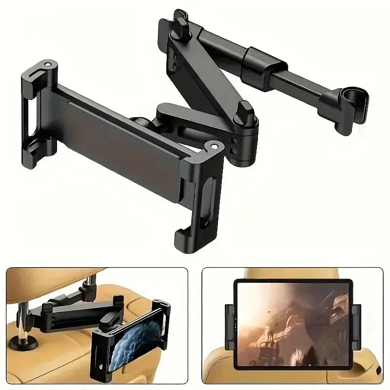 Universal Car Headrest Tablet & Phone Holder Mount (Black & Red)