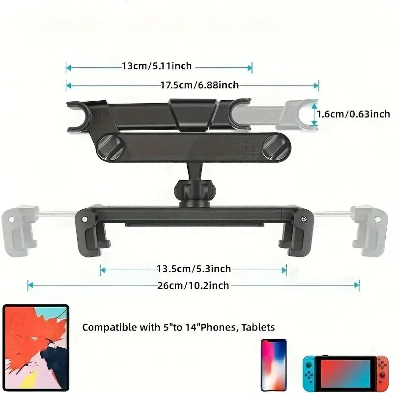 Universal Car Headrest Tablet & Phone Holder Mount (Black & Red)