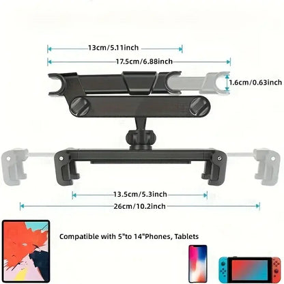 Universal Car Headrest Tablet & Phone Holder Mount (Black & Red)