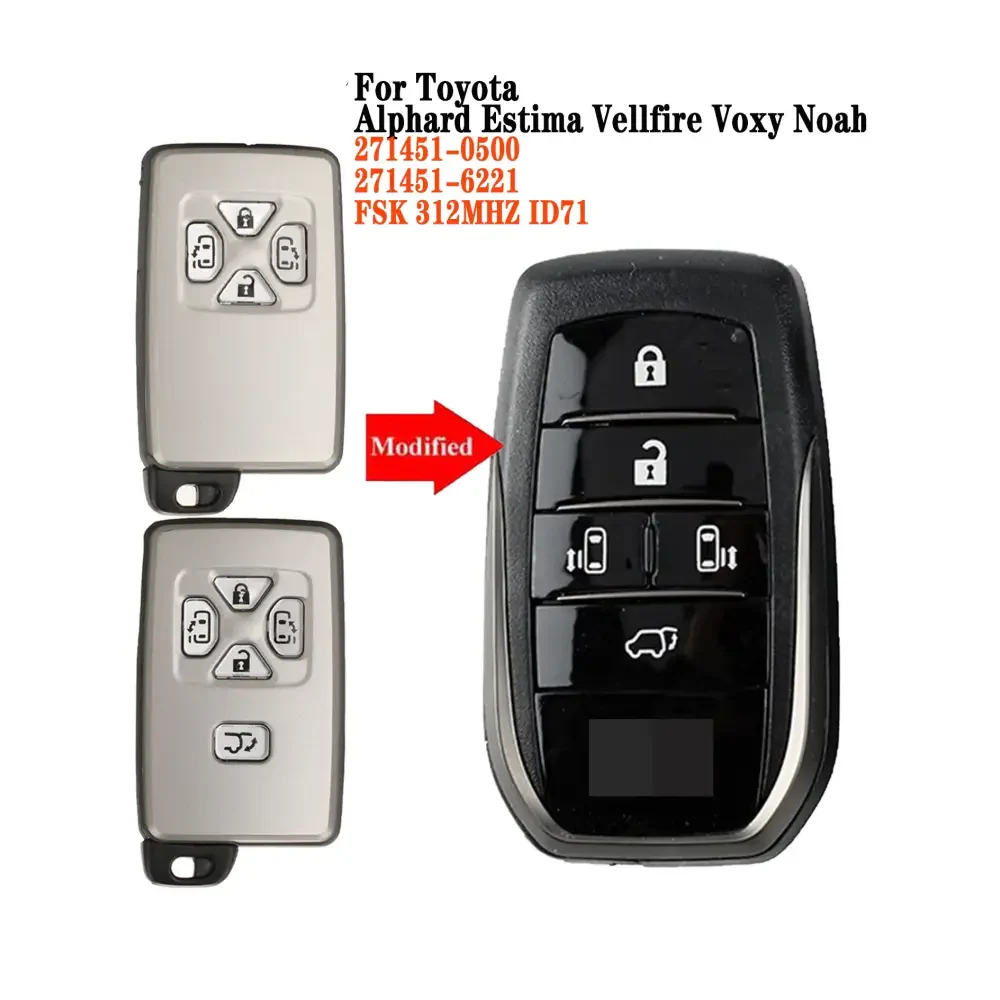 Smart Remote Key Replacement 312MHz ID71 for Toyota Alphard, Vellfire, Previa & Noah (2005–2014)