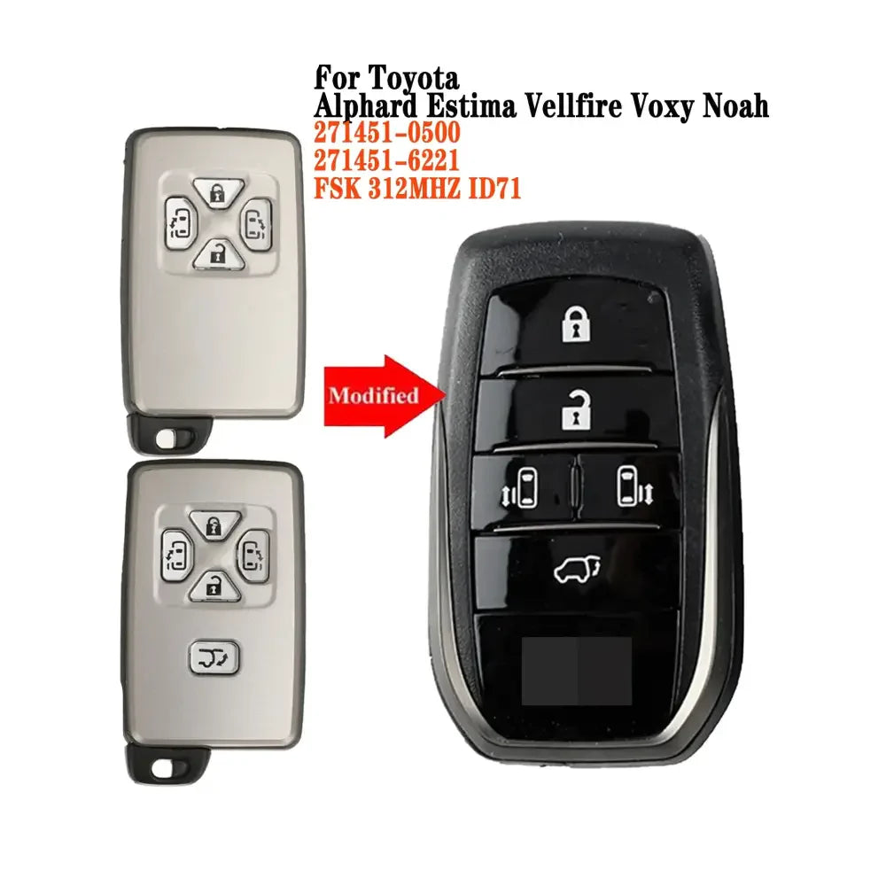 Smart Remote Key Replacement 312MHz ID71 for Toyota Alphard, Vellfire, Previa & Noah (2005–2014)
