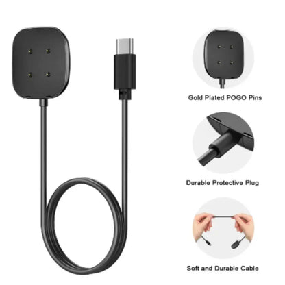 Charger Dock for Fitbit Versa 3/4 & Sense 1/2 (USB & Type C)