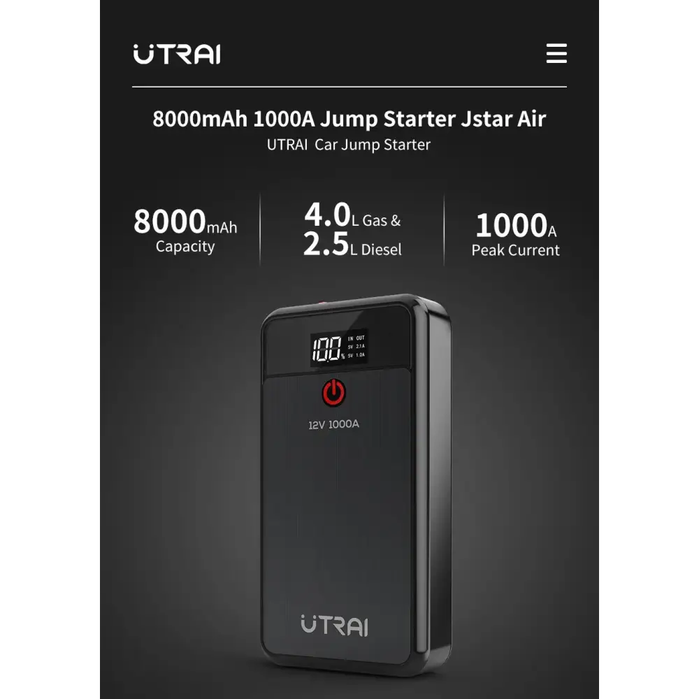 1000A Car Jump Starter & 8000mAh Emergency Power Bank
