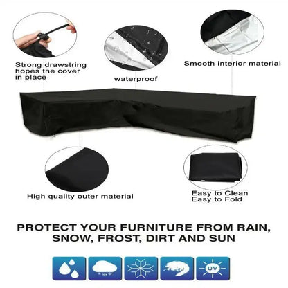 V/L-Shape Waterproof Garden Sofa Cover – Rattan Corner Furniture Protector (different sizes available)