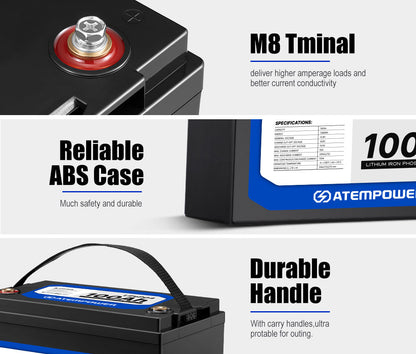 100Ah 12V Lithium Battery LiFePO4 Deep Cycle Rechargeable Marine 4WD