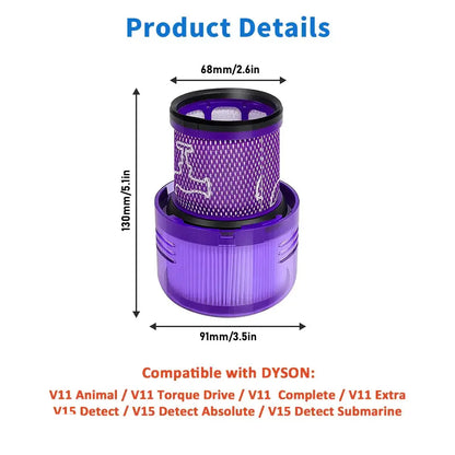Vacuum Cleaner Accessories Set for Dyson V6–V15 Direct Drive Brush, Filter & Hose Kit