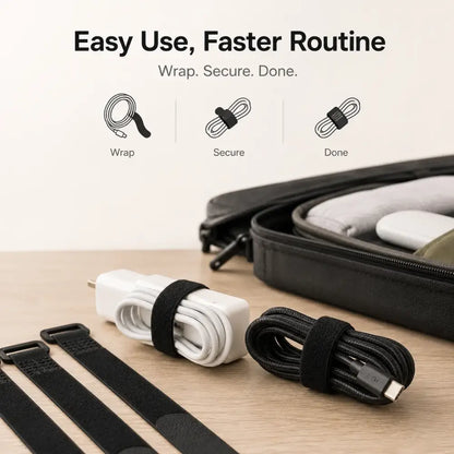 Reusable Black Nylon Hook & Loop Cable Ties