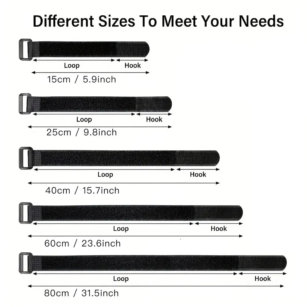 Reusable Black Nylon Hook & Loop Cable Ties