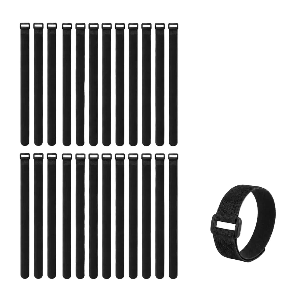 Reusable Black Nylon Hook & Loop Cable Ties