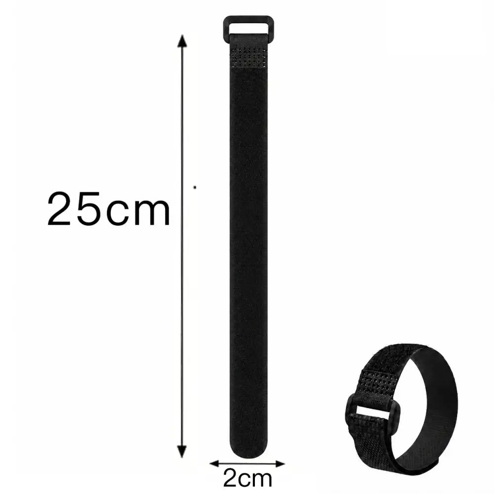 Reusable Black Nylon Hook & Loop Cable Ties