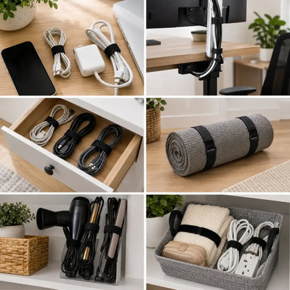 Reusable Black Nylon Hook & Loop Cable Ties