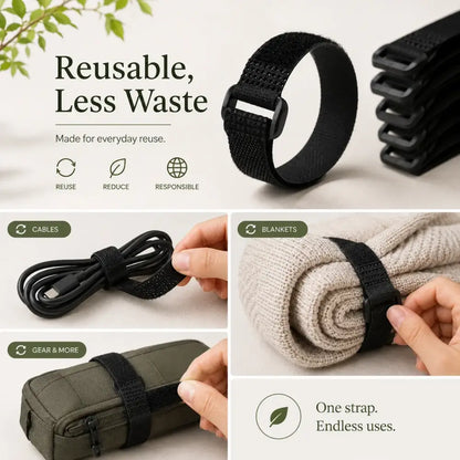 Reusable Black Nylon Hook & Loop Cable Ties