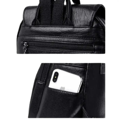 Vintage Soft Leather Backpack for Women