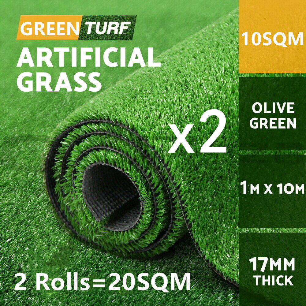 Two Pieces 1X10M Artificial Grass 17MM 20M2