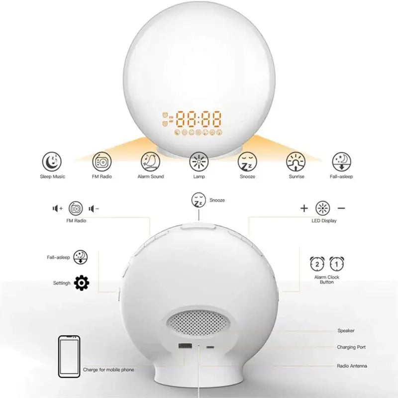 Wake-Up Light Alarm Clock – Sunrise/Sunset Simulation