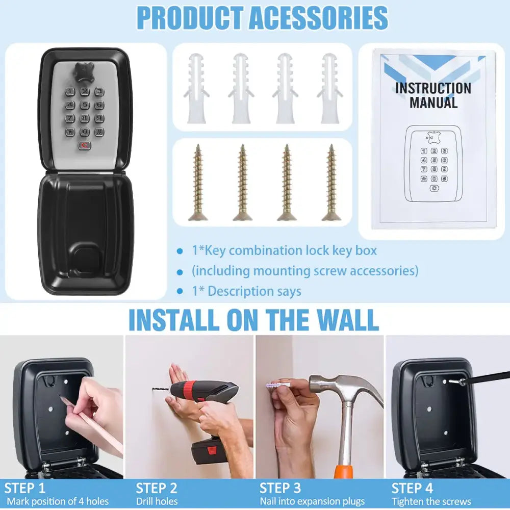 Wall-Mount Key Lock Box with Code (4 types available)