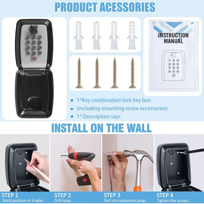 Wall-Mount Key Lock Box with Code (4 types available)