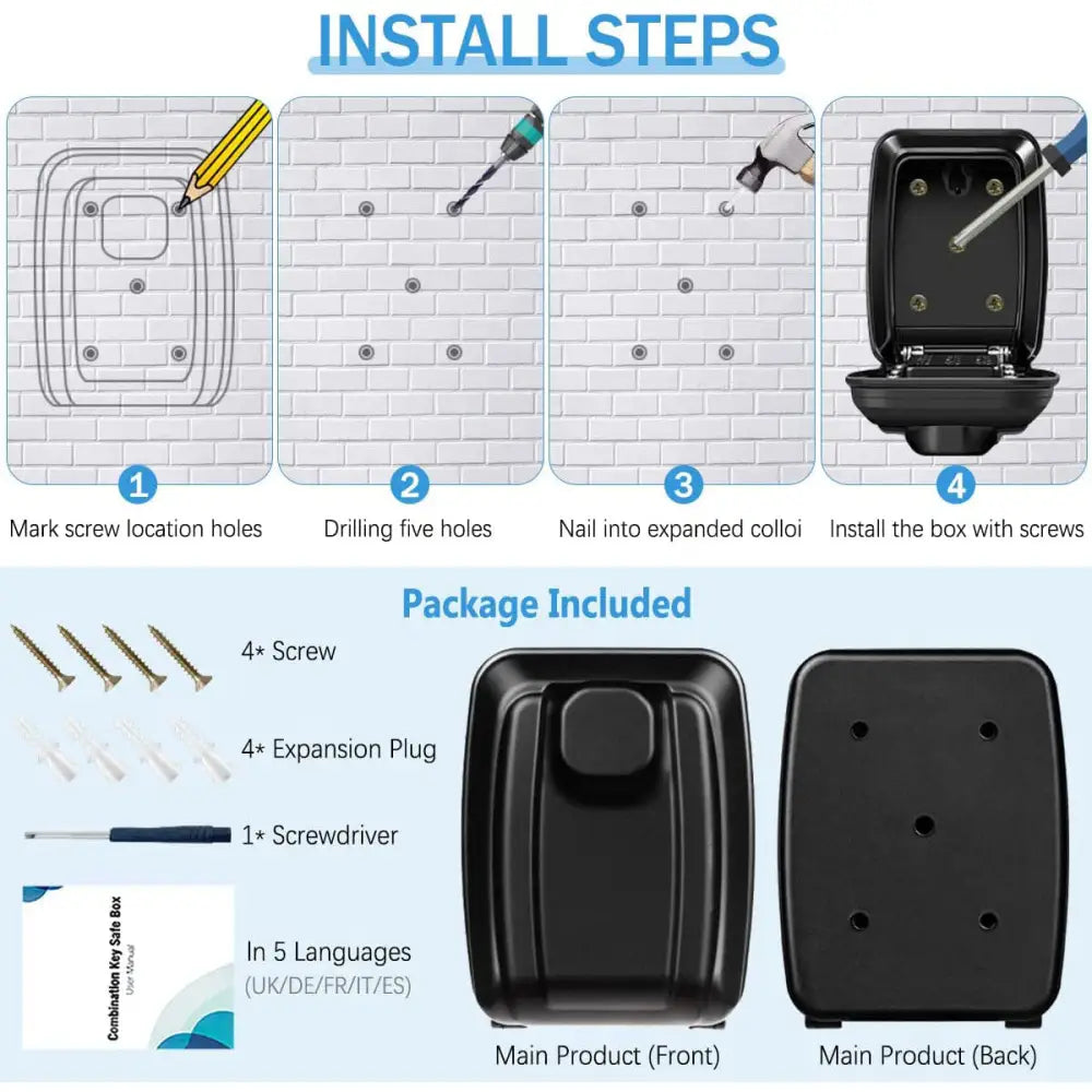 Wall-Mount Key Lock Box with Code (4 types available)