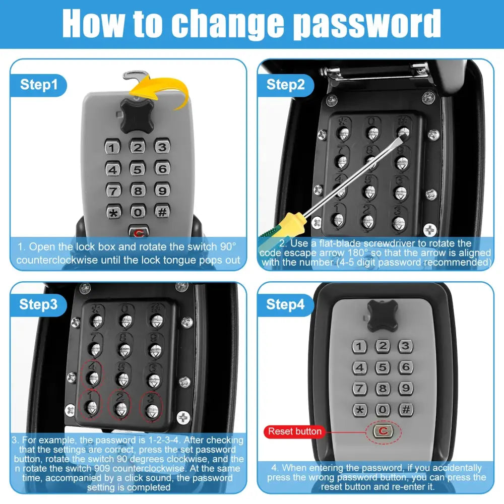 Wall-Mount Key Lock Box with Code (4 types available)
