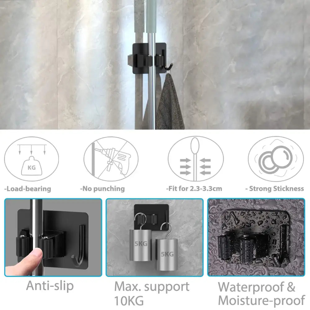 Wall-Mount Mop & Broom Holder