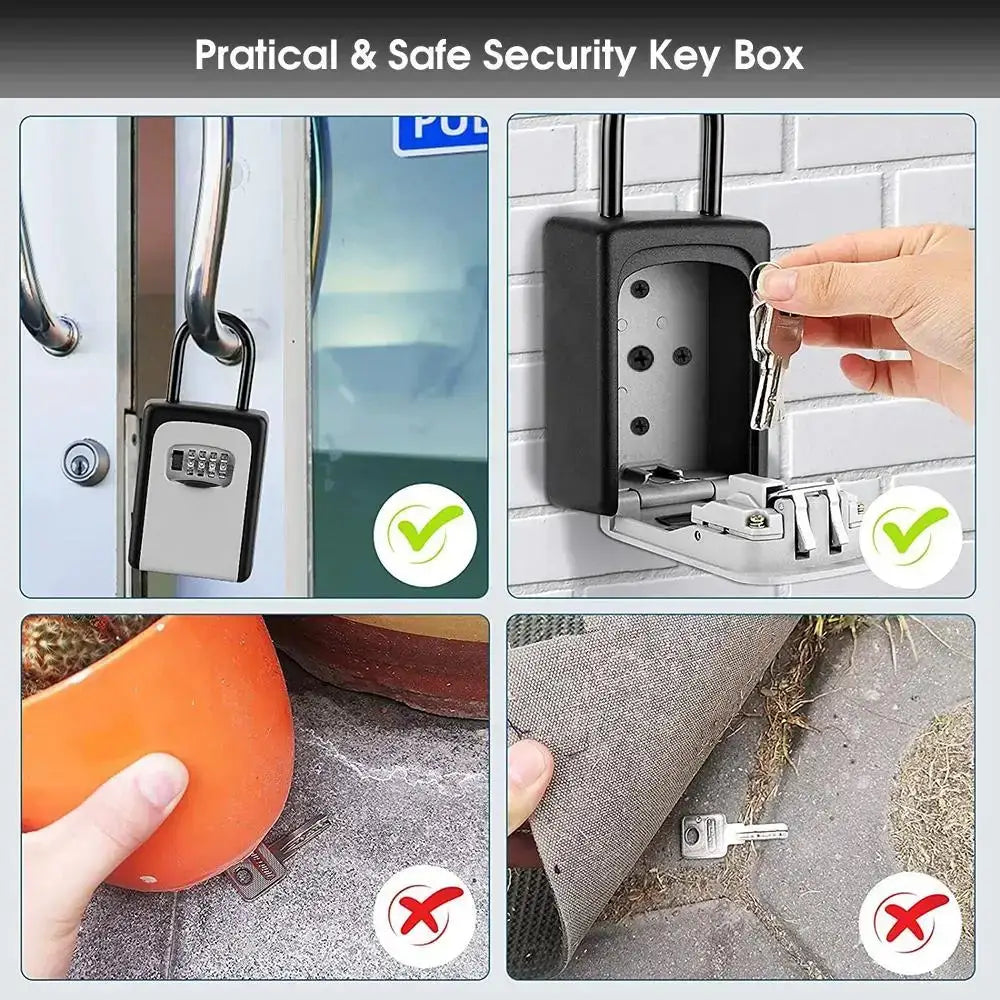 Wall-Mounted Key Keeper – 4-Digit Lock Box (available in Gray & Black)