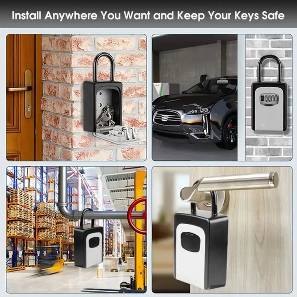 Wall-Mounted Key Keeper – 4-Digit Lock Box (available in Gray & Black)