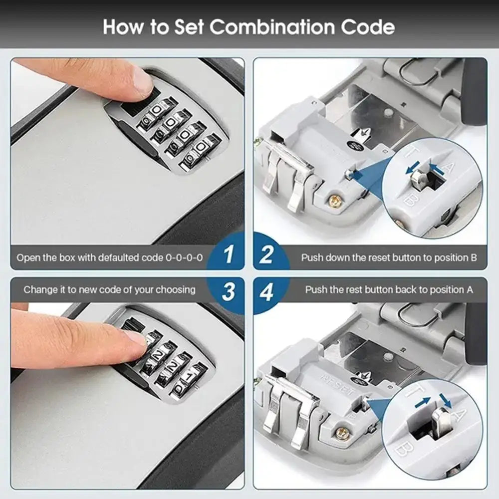 Wall-Mounted Key Keeper – 4-Digit Lock Box (available in Gray & Black)