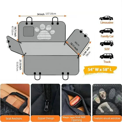 Waterproof Dog Car Hammock with Mesh Window
