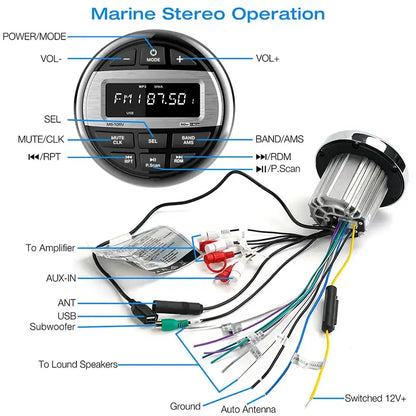 Waterproof Marine Bluetooth Radio & MP3 Player