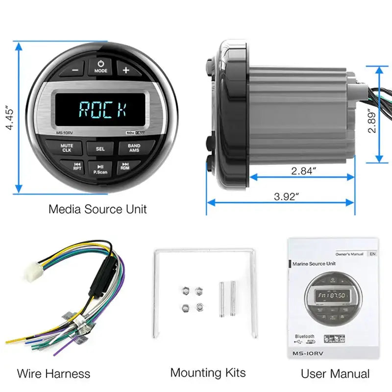 Waterproof Marine Bluetooth Radio & MP3 Player