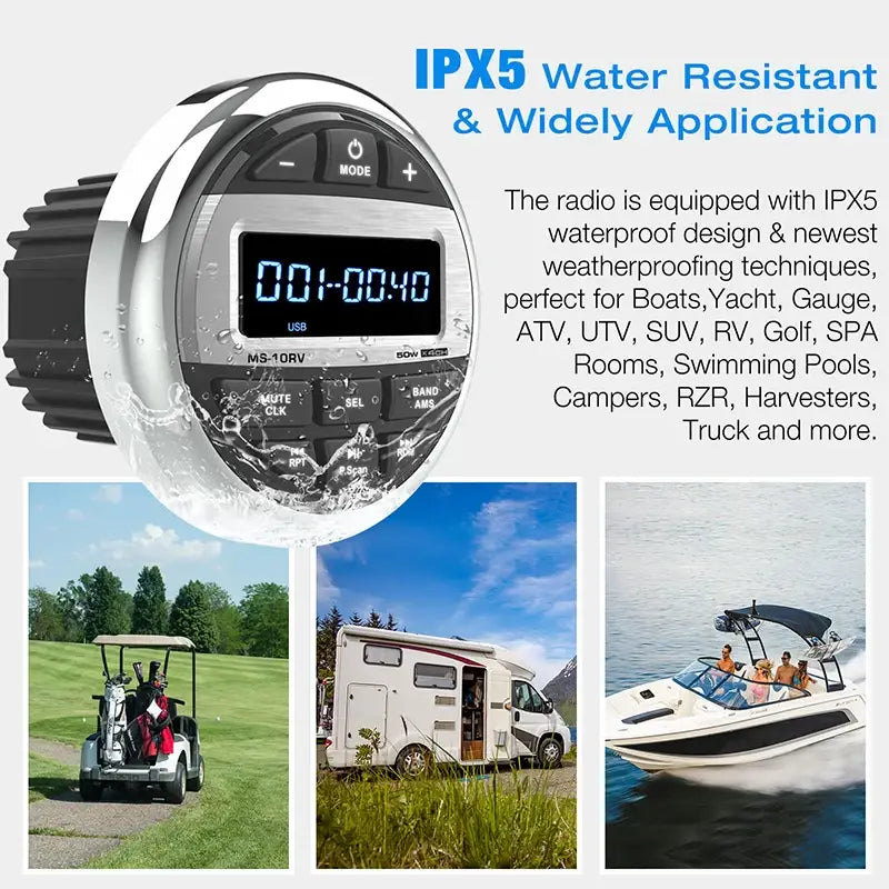Waterproof Marine Bluetooth Radio & MP3 Player