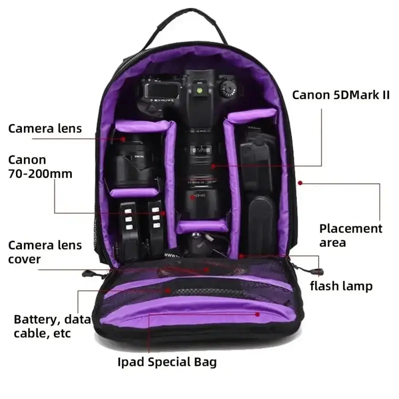 Waterproof Multi-Functional Camera Backpack for DSLR & Sony Digital Cameras