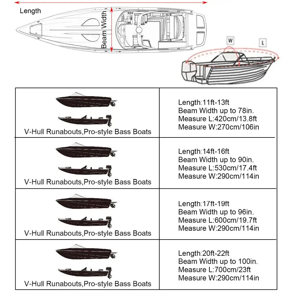Waterproof Oxford Fabric Boat Cover (11–22FT)