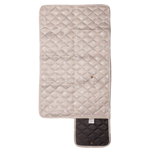 A waterproof quilted play mat that is perfect to fit in a nappy ag when out and about to keep baby comfortable and changed. 
