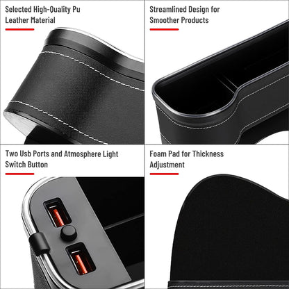2PCS LED Car Seat Gap Filler Organizer with Charging Function