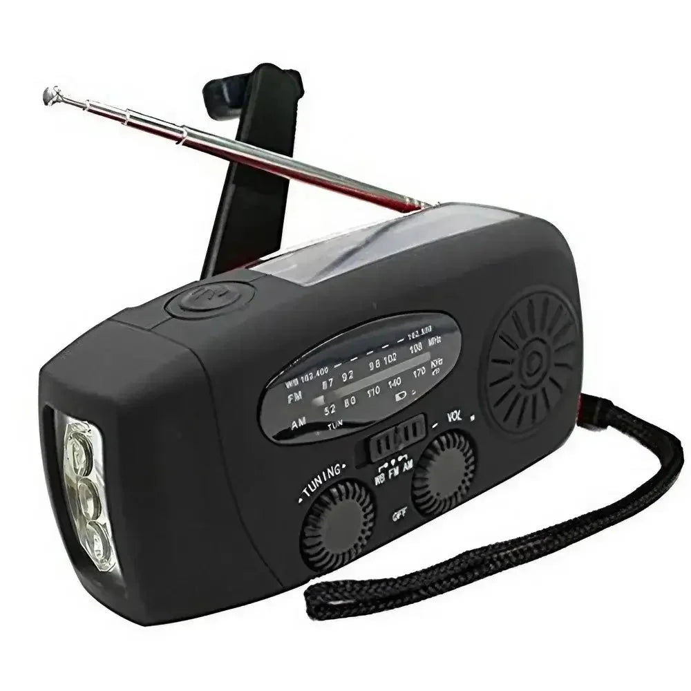 2000mAh Emergency Weather Radio with Hand Crank, Solar & USB Charging, Flashlight