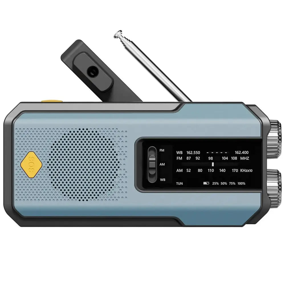 2000mAh Emergency Weather Radio with Hand Crank, Solar & USB Charging, Flashlight