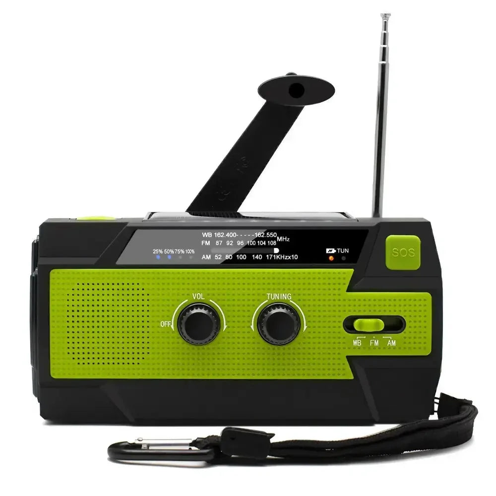 2000mAh Emergency Weather Radio with Hand Crank, Solar & USB Charging, Flashlight