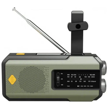 2000mAh Emergency Weather Radio with Hand Crank, Solar & USB Charging, Flashlight