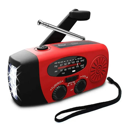 2000mAh Emergency Weather Radio with Hand Crank, Solar & USB Charging, Flashlight