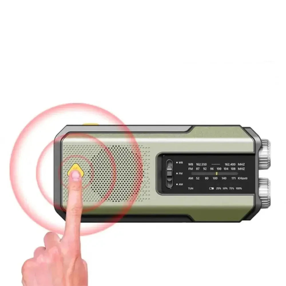 2000mAh Emergency Weather Radio with Hand Crank, Solar & USB Charging, Flashlight