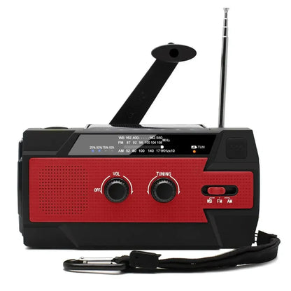 2000mAh Emergency Weather Radio with Hand Crank, Solar & USB Charging, Flashlight