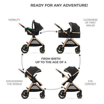 Pre-order Skyra 2-in-1 Newborn Pram & Bassinet Stroller with Car Seat and ISOFIX Base (Black/Gold) - image 24
