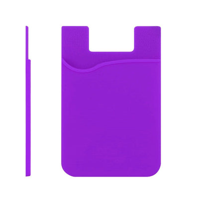 Purple Silicone Card Holder Pocket Case Wallet Pouch Sticker Cellphone Phone - salelink.co.nz